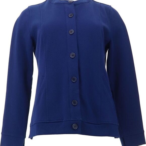 Isaac Mizrahi Live! Pique Button Front Jacket - Picture 4 of 6